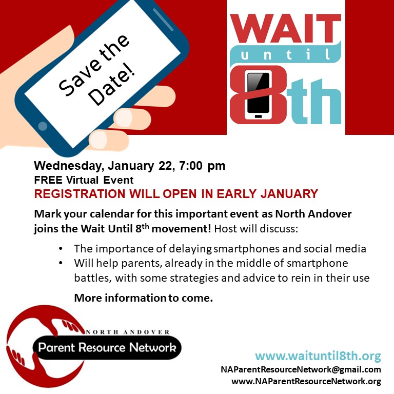 NAMiddle's tweet image. Wait Until 8th Program
NAPRN is partnering with NAPS to host the Wait Until 8th speaker and movement. We are hosting this speaker in late January 2025, and are encouraging parents/guardians to join the movement.
Please check out the NAPRN website at naparentresourcenetwork.org