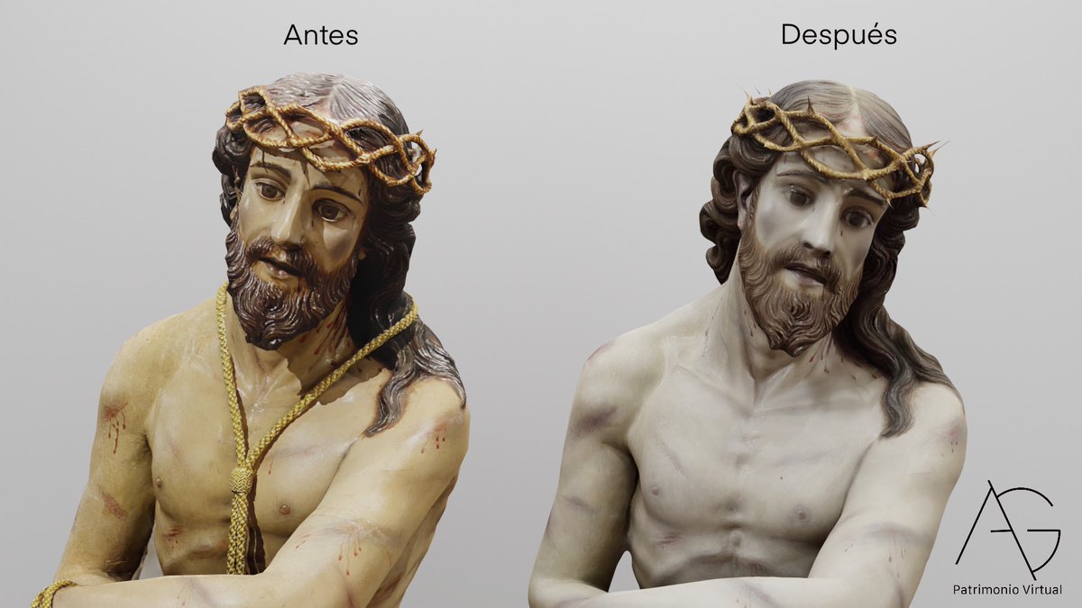 AGPatVir's tweet photo. La creación de gemelos digitales, antes y después de la restauración, nos permite hacer una comparación del estado previo y el actual. https://t.co/eg2Gg2XlHW