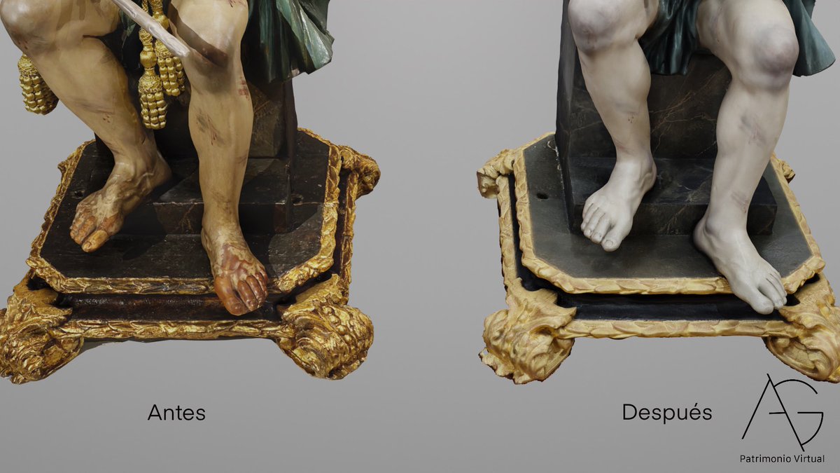 AGPatVir's tweet photo. La creación de gemelos digitales, antes y después de la restauración, nos permite hacer una comparación del estado previo y el actual. https://t.co/eg2Gg2XlHW