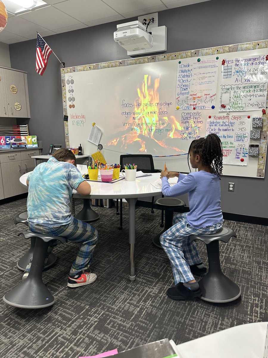 SuRo20's tweet photo. Finding multiples, strengthening our academic vocabulary, and working by the fire to holiday piano! Cozy! #fsd157c https://t.co/Mep8GKG0T7