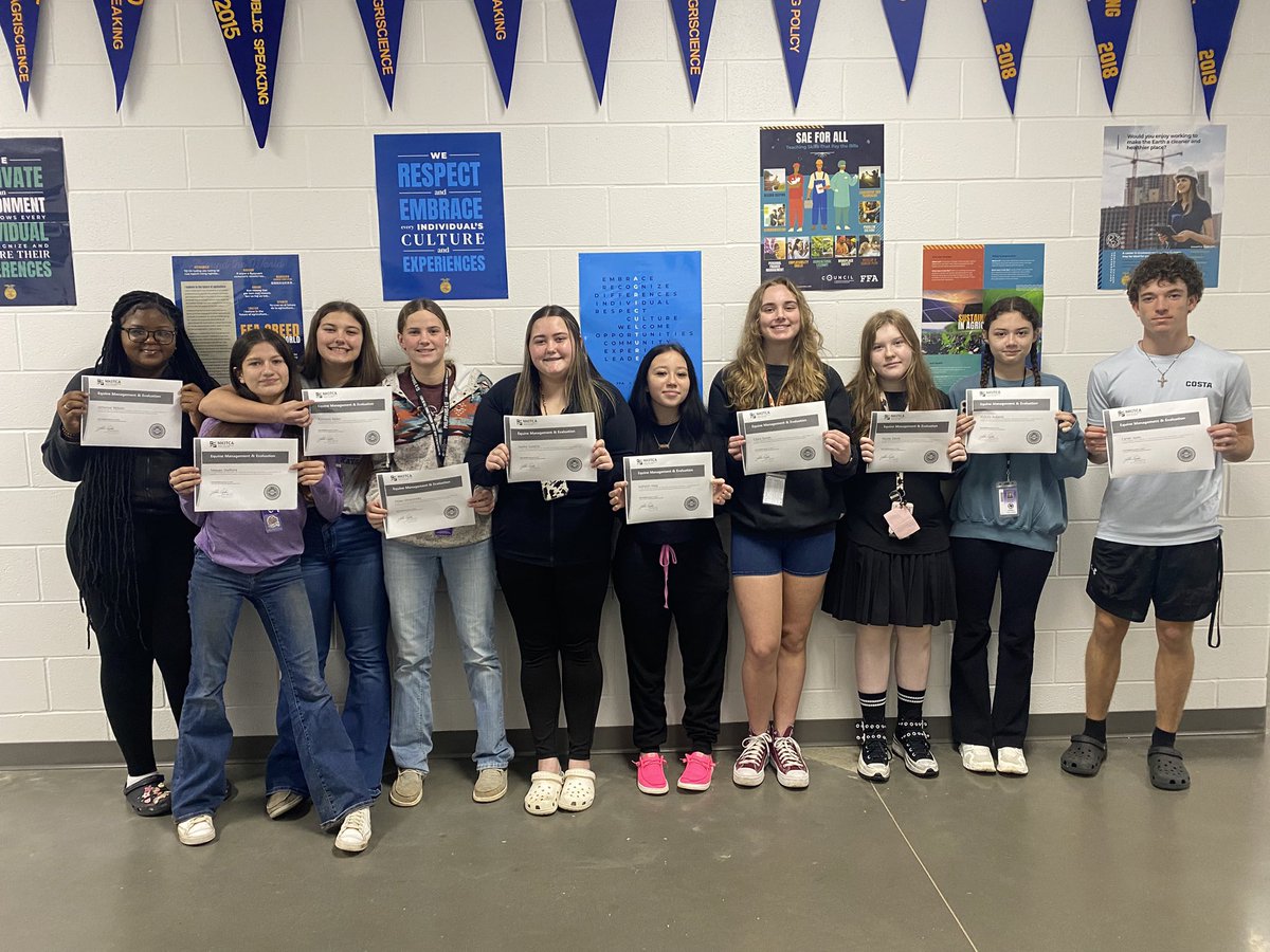 🚨CERTIFICATION ALERT🚨
Congratulations to these 10 students for earning their NHJTCA Equine Management &amp; Evaluation Certification in 4th Period Equine Science Class!
<a href="/WillisISD_CTE/">Willis ISD CTE Center</a> <a href="/Willis_HS_TX/">Willis High School</a> <a href="/WillisSchools/">Willis ISD</a>