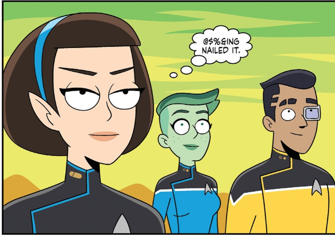 maceodkat's tweet photo. Ryan North has been nailing it on FF and now he's working his magic on Lower Decks right at a moment where us lower deckers need it most.  #LLAP #lowdecks #comics https://t.co/iOj8Gs8SUr