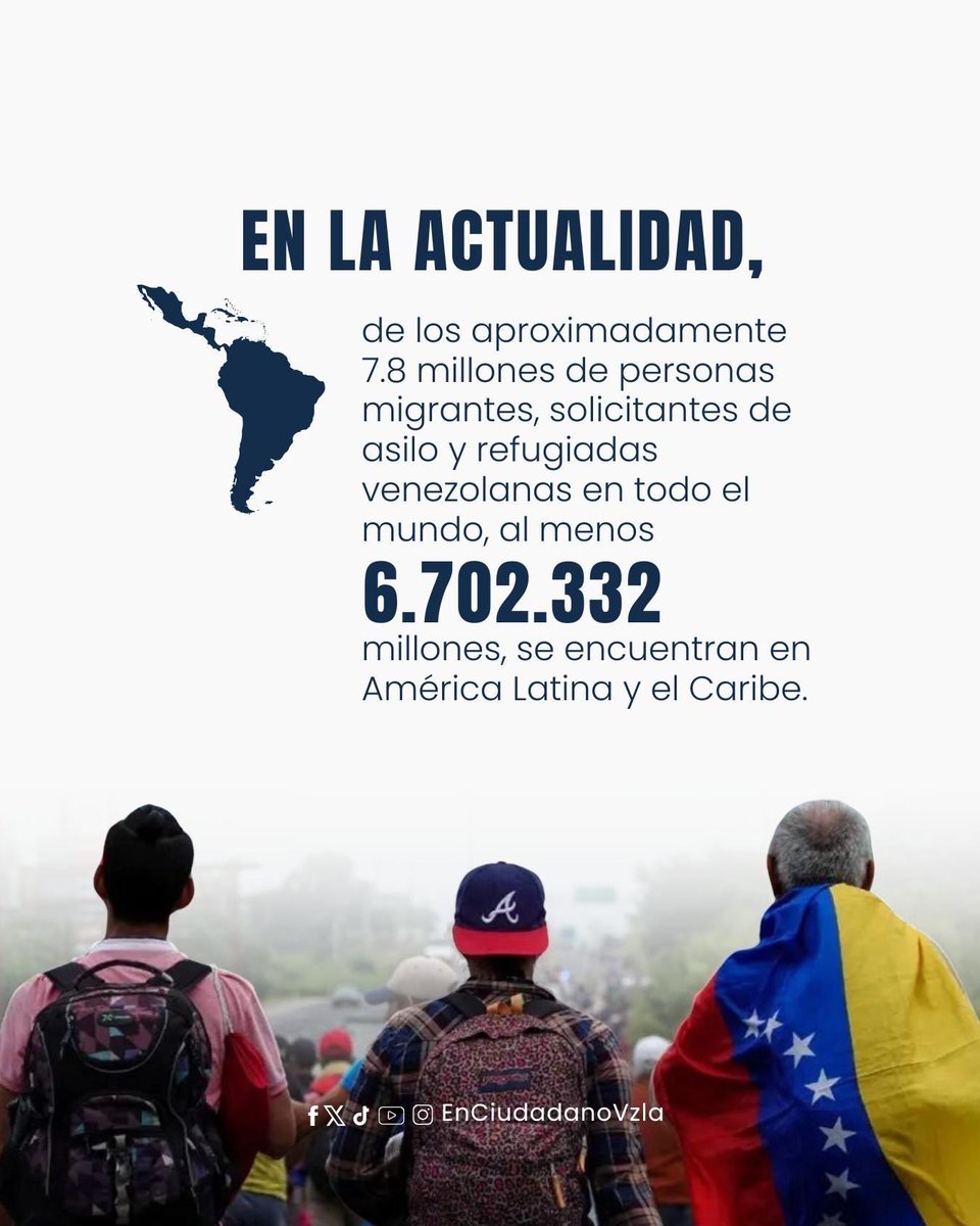 EnCiudadanoVzla's tweet photo. En el Día Internacional del Migrante, todos tenemos el deber de reflexionar sobre la profunda crisis humanitaria que ha llevado a millones de venezolanos a dejar su hogar en busca de un futuro mejor. Esta migración masiva es un recordatorio doloroso de las condiciones extremas que enfrenta la población en Venezuela, donde la falta de acceso a alimentos, atención médica y oportunidades de trabajo ha empujado a muchos a cruzar fronteras en búsqueda de seguridad y dignidad.

Hoy, honramos la valentía y la resiliencia de los casi ocho millones migrantes venezolanos que, a pesar de los desafíos, continúan luchando por sus sueños y el bienestar de sus familias. Su viaje no solo representa una búsqueda de mejores condiciones de vida, sino también un acto de esperanza y determinación.

Igualmente, no podemos olvidar a quienes han perdido su vida en la selva del Darién, al menos 200.000 venezolanos han cruzado o han intentado cruzar la selva solo en el año 2024; eso representa el 70% de migrantes contabilizados este año por el Servicio Nacional de Migración de Panamá.

Es crucial que, la comunidad internacional promueva políticas que garanticen su protección, integración y derechos humanos. Cada migrante tiene una historia que contar y un valor que aportar, y es nuestro deber asegurarnos de que sean escuchados y respetados.

En este día, reafirmamos nuestro compromiso de lograr una transición pacífica y democrática, que derive en un país con libertades, oportunidades y empleos bien remunerados, donde la migración sea vista como una oportunidad y no como una carga. Recordemos que detrás de cada número hay una vida, un sueño y un futuro que merece ser protegido.

Hoy, más que nunca, debemos unir nuestras voces para abogar por la paz, la justicia y la dignidad de todos los migrantes, especialmente aquellos que han tenido que dejar su hogar en Venezuela. Unidos, podemos contribuir a un cambio positivo y brindar esperanza a quienes más lo necesitan.