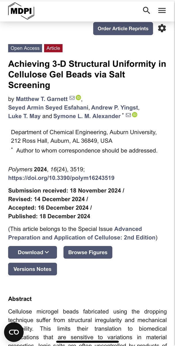 Matthew Garnett (@mtgchenref) on Twitter photo Exciting News out of the Alexander Research Team! Our manuscript has just been published in MDPI Polymers in the Special Issue Advanced Preparation and Application of Cellulose: 2nd Edition! Check it out here: mdpi.com/2073-4360/16/2…
<a href="/SymoneAlexander/">Symone Alexander, Ph.D.</a> Exciting News out of the Alexander Research Team! Our manuscript has just been published in MDPI Polymers in the Special Issue Advanced Preparation and Application of Cellulose: 2nd Edition! Check it out here: mdpi.com/2073-4360/16/2…
<a href="/SymoneAlexander/">Symone Alexander, Ph.D.</a>