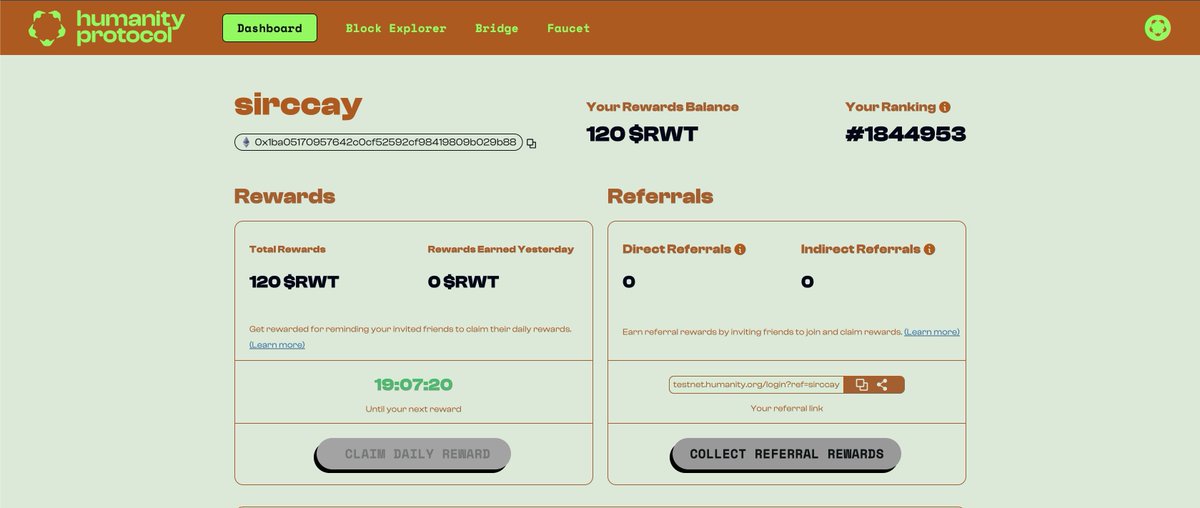 0xkhayy.eth (@0x_khayy) on Twitter photo 🚀 <a href="/Humanityprot/">Humanity Protocol 「 🖐️ ✦ 🇺🇳 」</a> is the next testnet project you should jump on!
👉 Funding: $30M+
👉 Valuation: $1B+
👉 Reward: Confirmed
✨Sign up using my referral link: testnet.humanity.org/login?ref=sirc…
✅ Collect RWT tokens daily and refer friends. These tokens will later convert to $HP tokens at 🚀 <a href="/Humanityprot/">Humanity Protocol 「 🖐️ ✦ 🇺🇳 」</a> is the next testnet project you should jump on!
👉 Funding: $30M+
👉 Valuation: $1B+
👉 Reward: Confirmed
✨Sign up using my referral link: testnet.humanity.org/login?ref=sirc…
✅ Collect RWT tokens daily and refer friends. These tokens will later convert to $HP tokens at