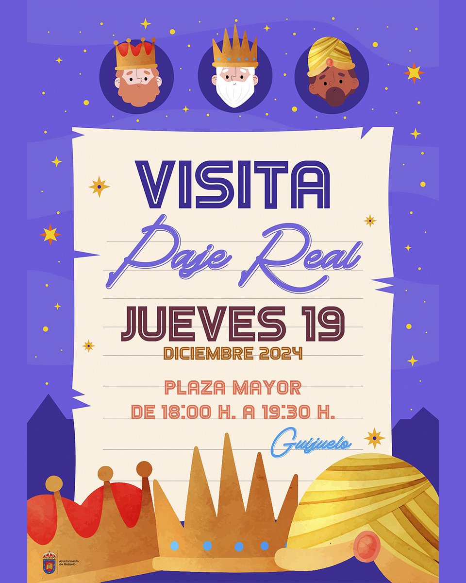 CCult_Guiju's tweet photo. 🎄👑 VISITA PAJE REAL |
¿Tienes ya escrito o pensado tus deseos?
Mañana un Paje de los Reyes visita #Guijuelo para recoger las cartas y escuchar a todos los niños y mayores sus deseos para esta Navidad.
📅 Jueves 19 🕕 18:00h.~ 19:30h. 📍 Plaza Mayor
#PajeReal #CentroCultural https://t.co/ziMe0Ef6Jw