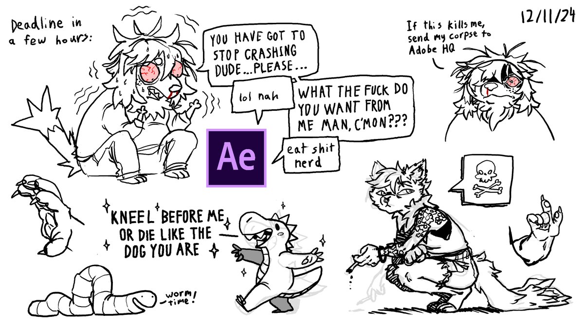 MagmaCone's tweet photo. I recently started trying to do a bunch of sketches every day, since I'm in a bit of a rut and I wanna stay in the habit of making stuff to help me through it.

Here are the pages from the first 3 days: https://t.co/AGXDsTgfRk
