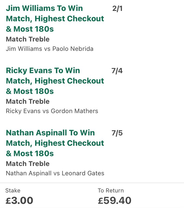 🚨 WORLD DARTS CHAMPIONSHIP RAFFLE 🚨

Kevin Doets G1 SP darts worth £50 to giveaway if the favourites tonight win their match treble

✅ Jim Williams
✅ Ricky Evans
✅ Nathan Aspinall

⚠️ Must retweet
⚠️ Follow me @ooclanoo
⚠️ Tag a friend that loves darts

Good luck, game on 🤞