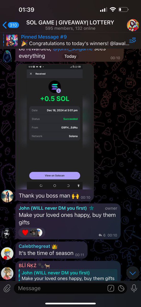 SOLGAMEco's tweet photo. 18/12/2024 GIVEAWAY🏆 results. We are sincerely congratulate all the winners 🚀 Join $SOLG community https://t.co/i23aRZqlGG It’s a SOL GAME🚀🚀🚀 https://t.co/BYDwICPmcz