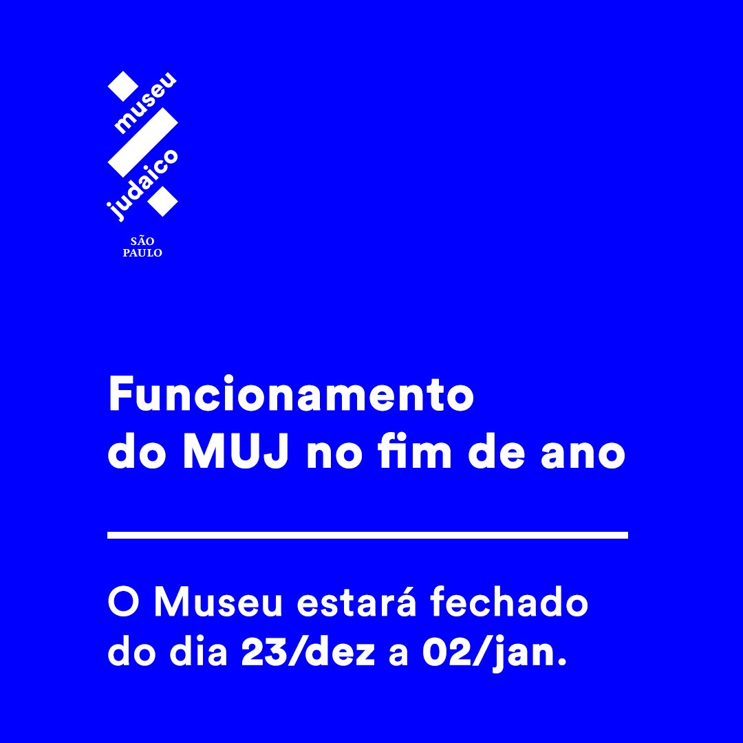 MuseuJudaicoSP's tweet photo. Psiu, fique atento! 👀 De 23 de dezembro a 2 de janeiro, o MUJ estará fechado. Mas em 2025 voltaremos com muitas novidades, atividades e eventos para você e toda a família. Nos vemos em breve.
#museujudaicosp #museu #culturasp https://t.co/hmzhhYmkWa