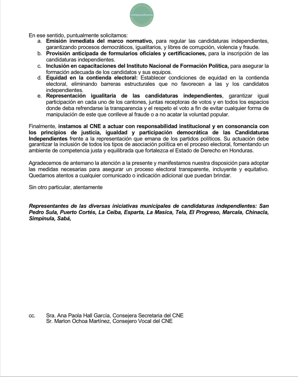 📣 ¡Exigimos igualdad para todas las formas de participación en elecciones desde nuestras candidaturas independientes en 15 municipios!