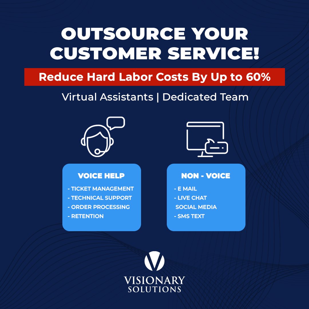 visionarybizdev's tweet photo. Outsource your customer service with Visionary Solutions and let us handle the calls, while you focus on growing your business.

No Payroll Taxes
No Unemployment
No Insurance
No Sick Days

+1-877-220-1609
Email: jabele@visionarysolutionsinc.com

#Outsourcing #VirtualAssistant https://t.co/IxV7Bkr7B7