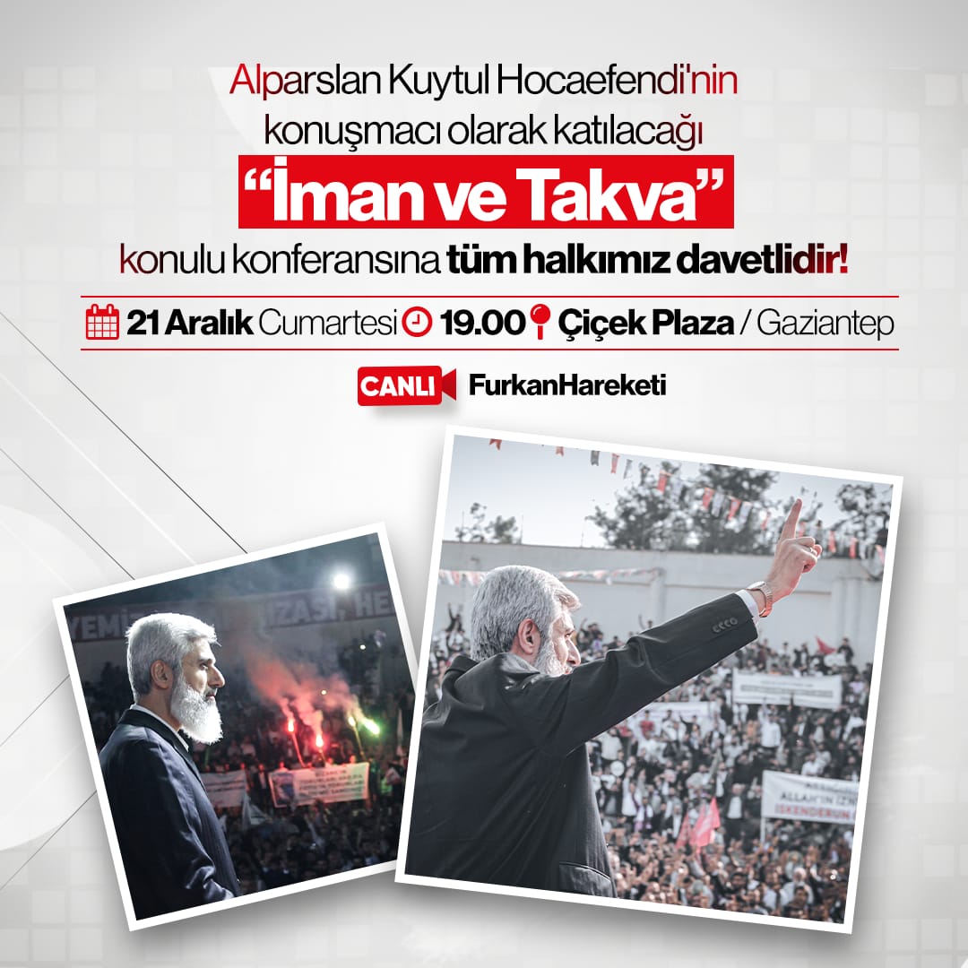 21Aralıkta GaziantepeGeliyor
#FurkanKonferansları