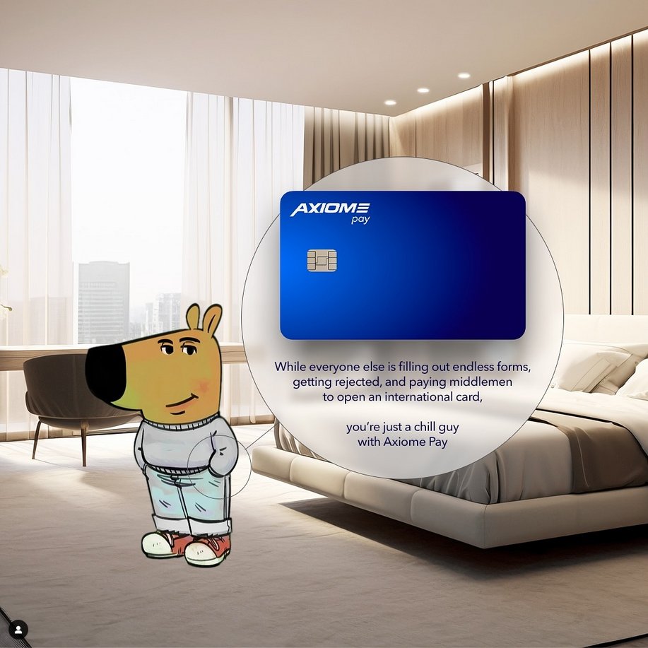 axiome_pro's tweet photo. 💳✨ Say goodbye to endless forms 📝❌, rejections 🚫, and shady middlemen 💸.
With Axiome Pay 🌐, you’re just a chill guy 🕶️, living your best life 🌴.
Simple. Fast. International 🌍.
#axiome #axmtoken #nexdex #axm🐾💼 https://t.co/3K4pJBKnki