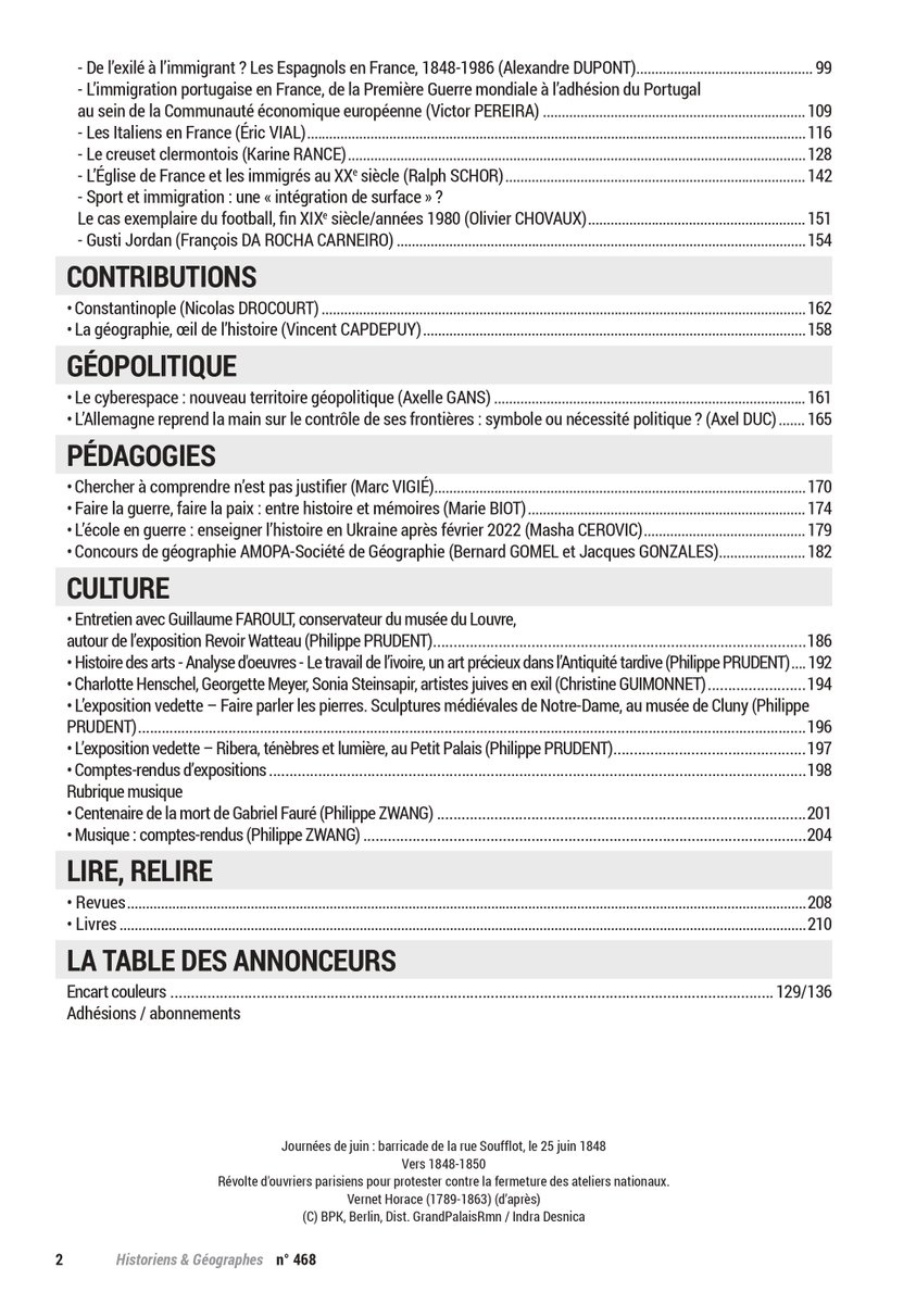 Le nouveau numéro de la revue de <a href="/APHG_National/">APHG</a>, "Historiens &amp; Géographes", est désormais sous presse et sera bientôt dans toutes les bonnes boîtes aux lettres. Vous trouverez ci-dessous la couverture, déjà révélée, et le sommaire définitif d'un numéro très dense. #APHG