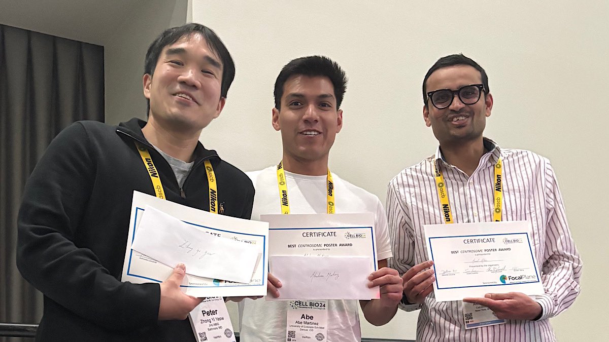susanagodinho.bsky.social (@godinho_susana) on Twitter photo The centrosome-centriole poster presentations were 5 π and this year we also had 3 poster prizes awarded to:
Zhong Yi Yeon
Abraham Martinez
Amol Aher
This was possible with the support of our sponsor <a href="/focalplane_jcs/">FocalPlane</a> <a href="/Co_Biologists/">The Company of Biologists</a> thanks for supporting cell biologists π The centrosome-centriole poster presentations were 5 π and this year we also had 3 poster prizes awarded to:
Zhong Yi Yeon
Abraham Martinez
Amol Aher
This was possible with the support of our sponsor <a href="/focalplane_jcs/">FocalPlane</a> <a href="/Co_Biologists/">The Company of Biologists</a> thanks for supporting cell biologists π