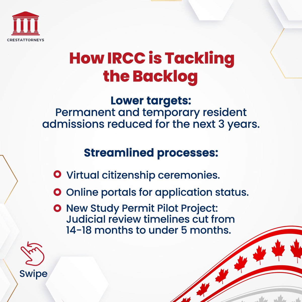 CrestAttorneyCA's tweet image. With new measures and streamlined processes in place, here is what you need to know about application timelines and changes to study permits, work permits, and permanent residency.

#CrestAttorneys #CanadaImmigration #ImmigrationBacklog #StudyInCanada #IRCCUpdates