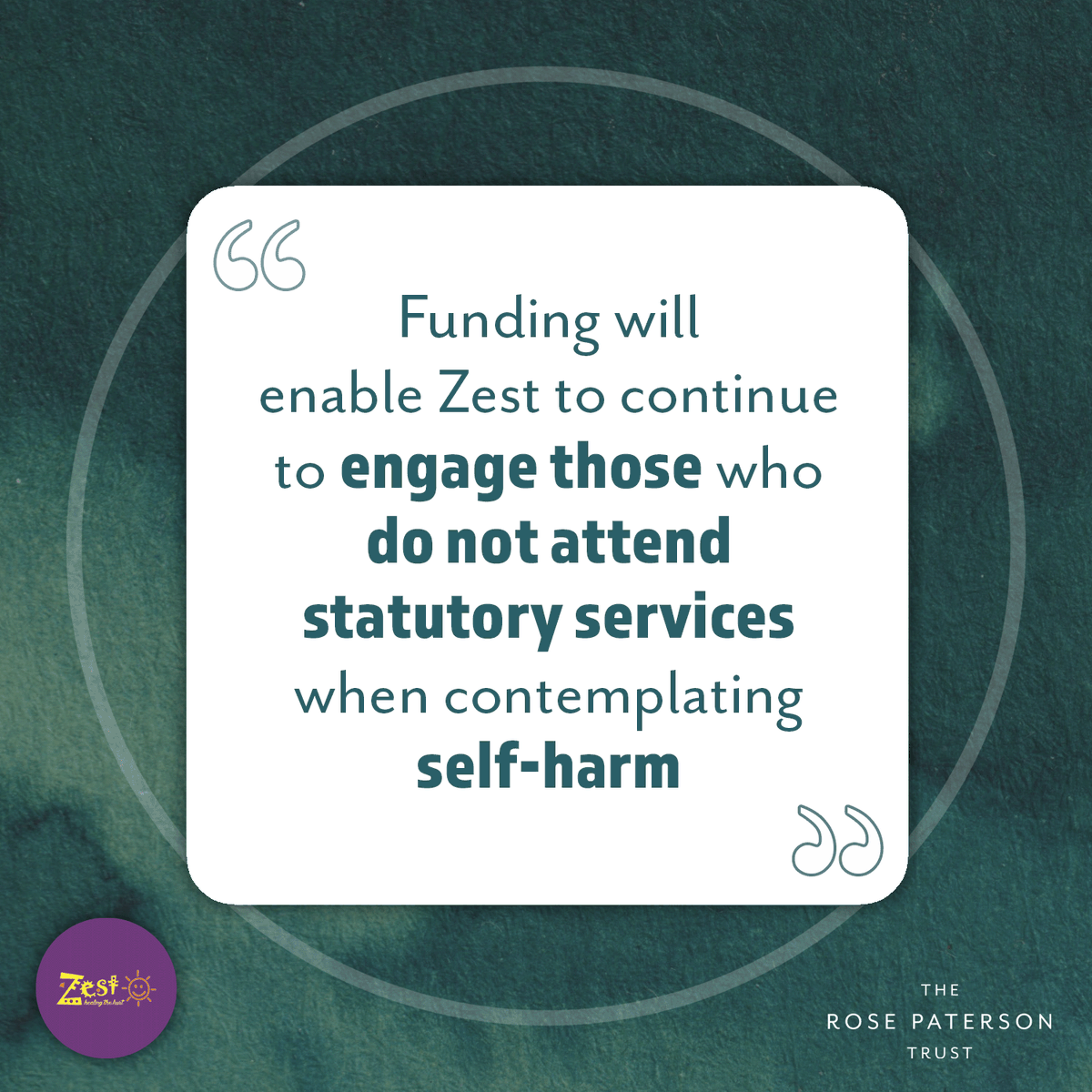 MEET THE GRANTEE! 

Zest have received a second grant to keep their extensive counselling service going. The sessions they deliver change the game for many in Northern Ireland. Thank you for your true commitment to suicide prevention. #suicideprevention #mentalhealth #charity