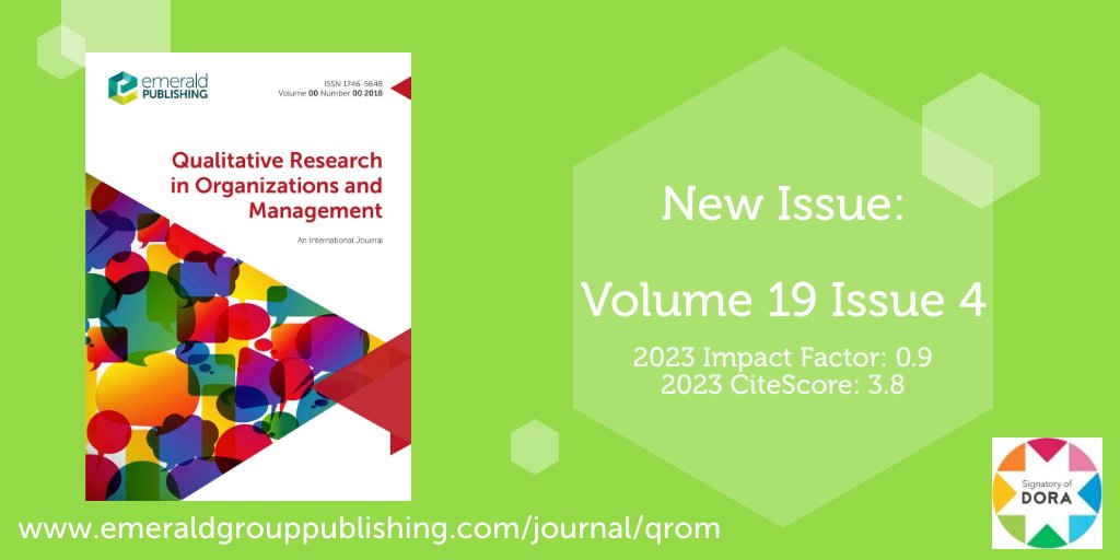 📢 Qualitative Research in Organizations and Management presents their new issue: Volume 19 Issue 4. Now available to access on Emerald Insight: bit.ly/4g1wvbS