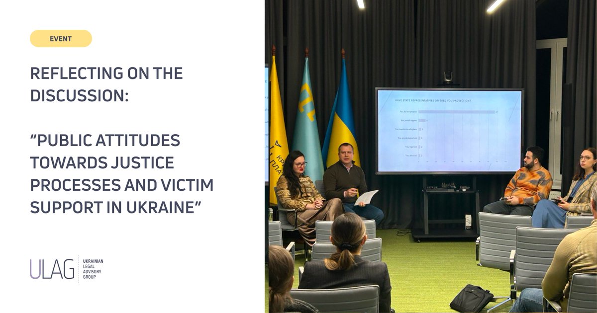 On December 16, 2024, the Ukrainian Legal Advisory Group hosted a key discussion on justice processes and challenges faced by victims of international crimes in Ukraine. Read more on our website: ulag.org.ua/news/reflectin…

<a href="/CEELI_Institute/">The CEELI Institute</a> <a href="/Ukraine5am/">Ukraine 5AM Coalition</a> <a href="/ppu_gov_ua/">Представництво Президента України в АР Крим</a>