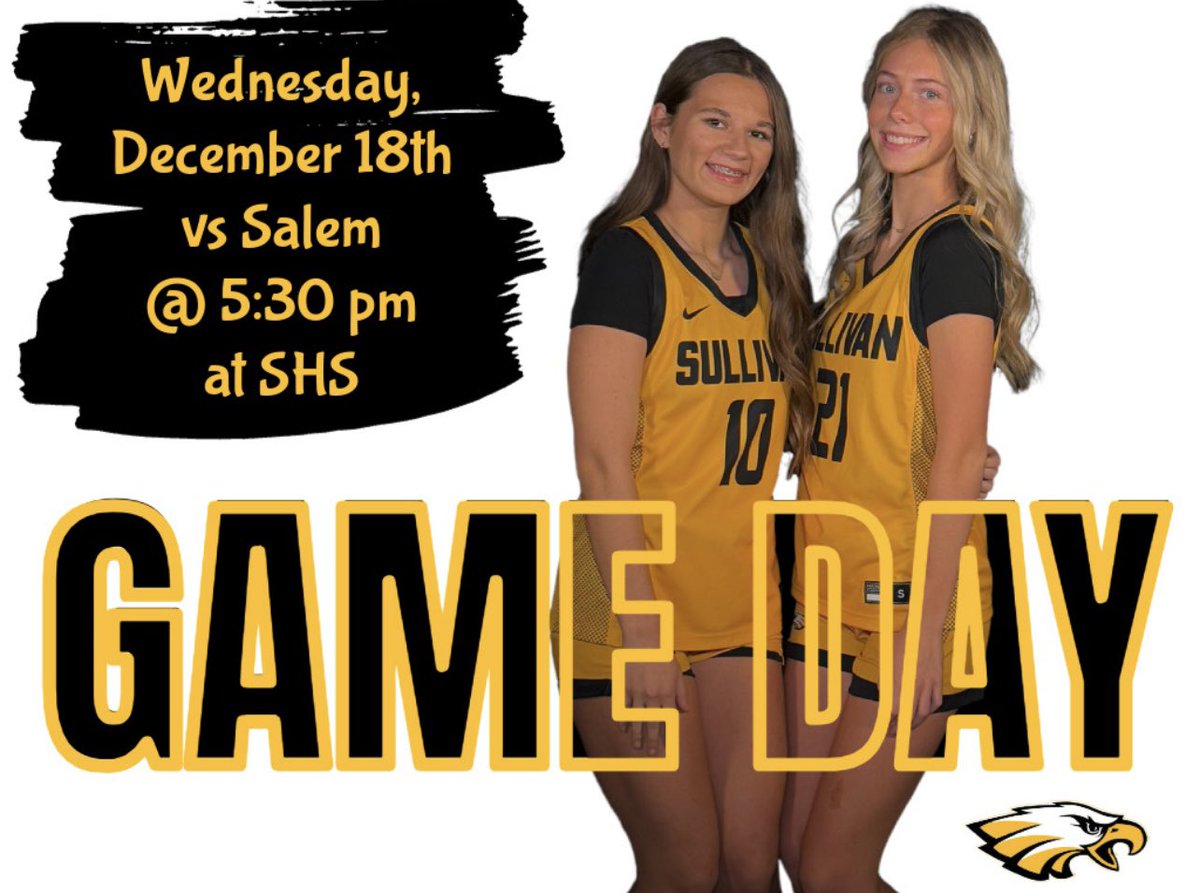 Sullivan Girls BK (@sullivangbk) on Twitter photo 🦅 🏀 IT’S GAMEDAY! 🏀 🦅
🆚 Salem @ Home
⏰ 5:30pm
📻 <a href="/KTUIRadio/">KTUI Radio</a> 102.1 or 94.1
🎄Peoples Bank Holiday Classic 🎁 🦅 🏀 IT’S GAMEDAY! 🏀 🦅
🆚 Salem @ Home
⏰ 5:30pm
📻 <a href="/KTUIRadio/">KTUI Radio</a> 102.1 or 94.1
🎄Peoples Bank Holiday Classic 🎁