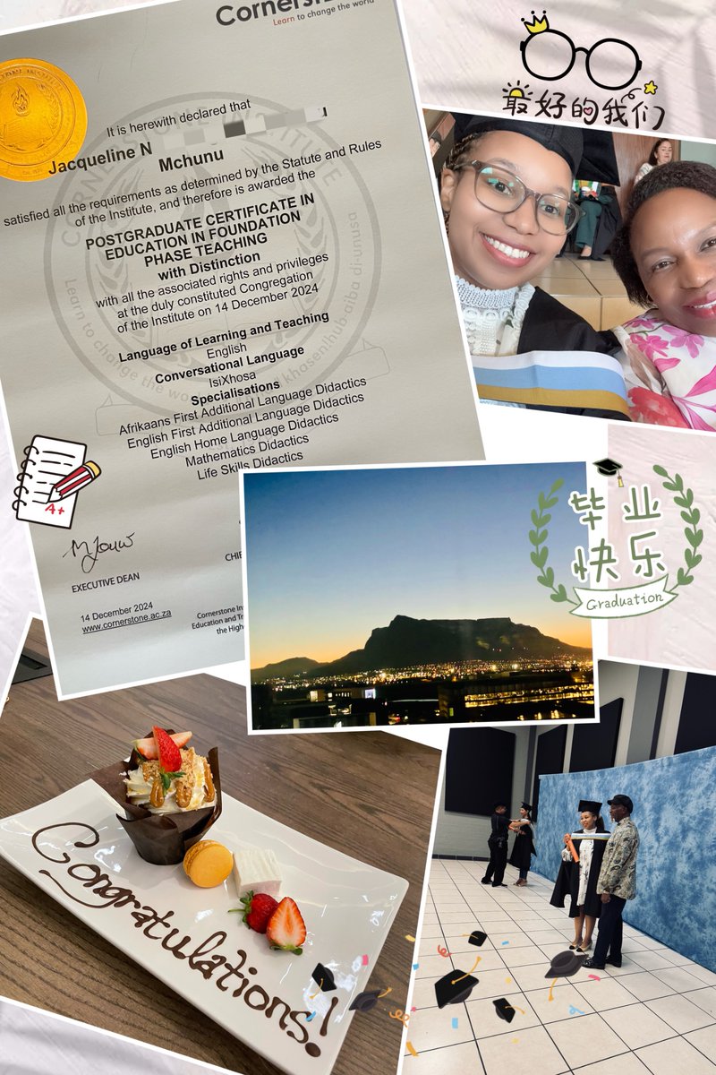 JaxMchunu's tweet photo. #graduation #PGCE #withdistinction
#education #studentteacher #educator #grace #hardwork #prayer #ThankYouJesus #SouthAfricanExcellence ๐ฟ๐ฆ๐๐โจ https://t.co/eeGNJPWe4h