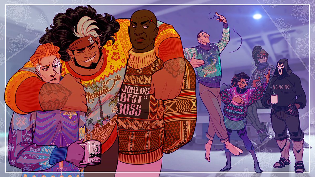 G0rlassar's tweet photo. Who do you think won the ugly sweater contest this year? 🤔 #Overwatch https://t.co/hVYU9e3HrR