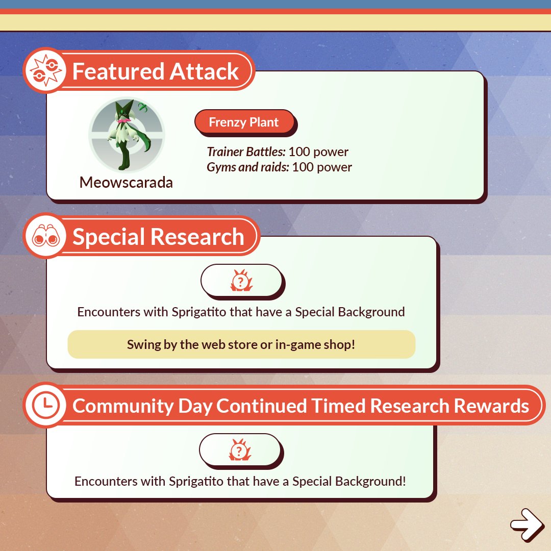 PokemonGoApp's tweet image. Sprigatito, the Grass Cat Pokémon, will appear more frequently during #PokemonGOCommunityDay on January 5 from 2:00 p.m. to 5:00 p.m. local time. 🍃

pokemongolive.com/post/community…