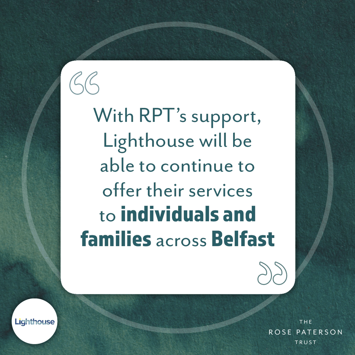 Rose Paterson Trust (@rpatersontrust) on Twitter photo MEET THE GRANTEE!
<a href="/WeAreLHCharity/">The Lighthouse Charity</a> are a new grantee, and a beacon of hope to those struggling in Northern Ireland. Their wonderful services and support sessions lift people up and provide lifesaving interventions. #suicideprevention #mentalhealth #charity MEET THE GRANTEE!
<a href="/WeAreLHCharity/">The Lighthouse Charity</a> are a new grantee, and a beacon of hope to those struggling in Northern Ireland. Their wonderful services and support sessions lift people up and provide lifesaving interventions. #suicideprevention #mentalhealth #charity