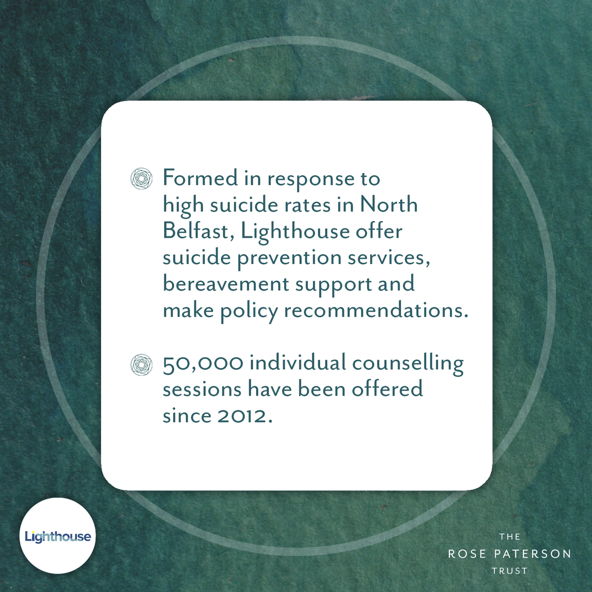 RPatersonTrust's tweet photo. MEET THE GRANTEE! 

@WeAreLHCharity are a new grantee, and a beacon of hope to those struggling in Northern Ireland. Their wonderful services and support sessions lift people up and provide lifesaving interventions. #suicideprevention #mentalhealth #charity https://t.co/dkJShPuwwY