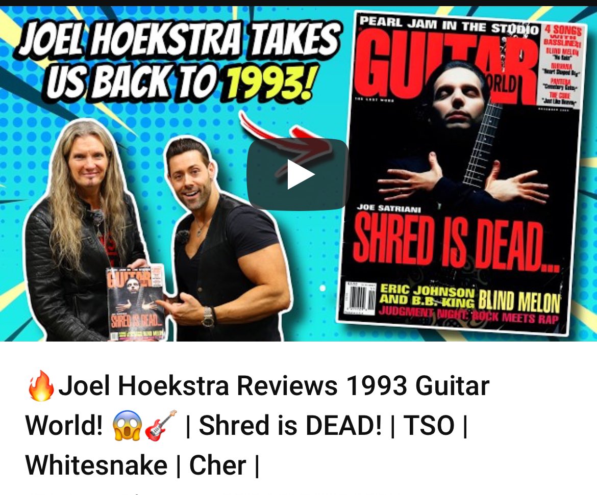 I hope you enjoy this unique interview with Masters of Shred as we look through this 1993 issue of <a href="/GuitarWorld/">Guitar World</a> Magazine!

m.youtube.com/watch?v=f0n9Um…