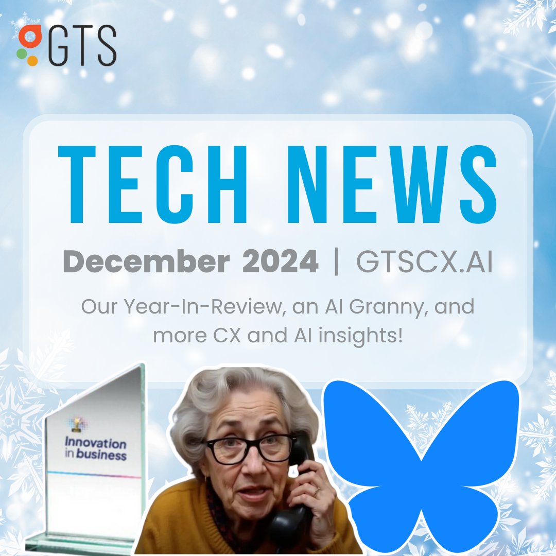 GTS_CX_AI's tweet photo. An AI Granny that's a force for good? Who would've guessed it! 👵🏼

Read more of the latest CX and AI news in our last edition of Tech News in 2024: https://t.co/ld46xBLQhK

#AI #TechNews #CXAI #GTS https://t.co/NbyRZetAJY