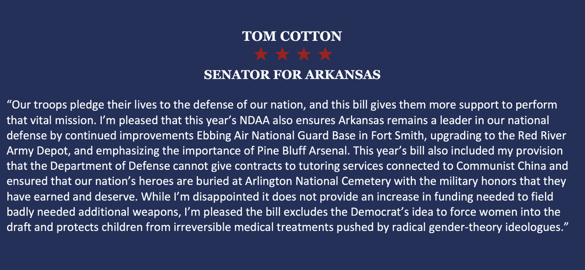 My statement on the Senate passing the NDAA.