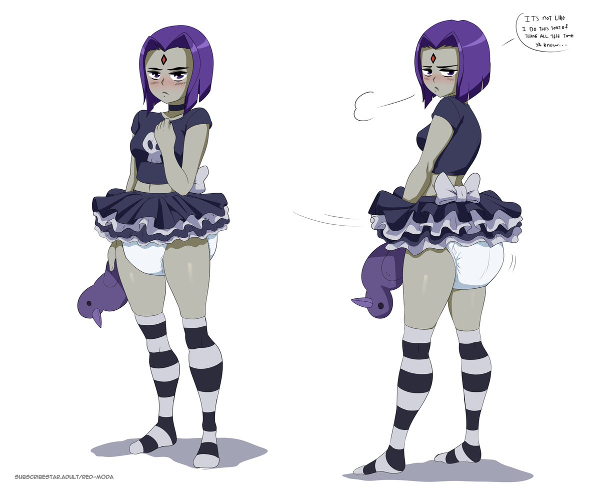 R3DM0DA's tweet photo. Raven  gets walked in on and found out during, what she thought, was a very private moment in her bedroom. Not too worry though, looks like good friend Starfire, is gunna take care of this gloomy baby and all her needs. https://t.co/aU3OB1iWyX