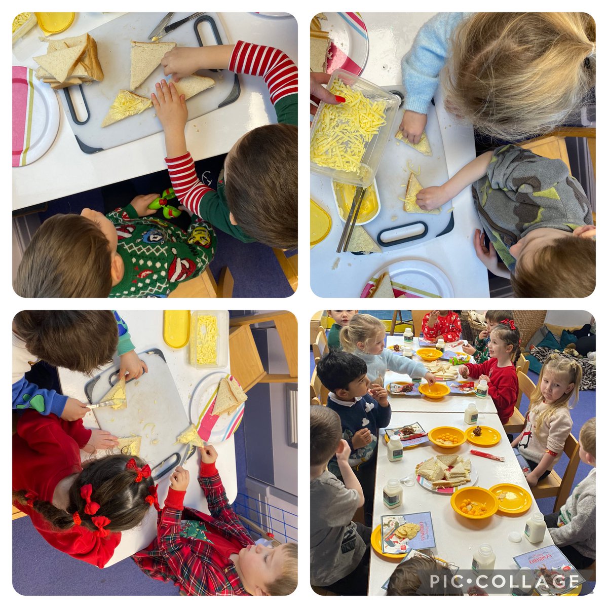 The final preparations for our party….we made our own cheese sandwiches… and then enjoyed eating the party food we had made this week 🎉 🎈🎄 <a href="/mbnursery15318/">@MBNursery</a> <a href="/MillbrookP/">Millbrook Primary</a>