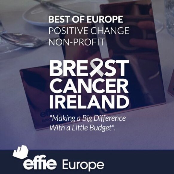 BreastCancerIre's tweet photo. We did it!! Last week, we won at the Best of Europe Effie Awards in Brussels for our "Make Time To Check" TV campaign, bringing home a bronze for marketing effectiveness. Huge thanks to CORE, Saturday Films, The Engine Room & @CrichtonComms! #Effies2024 #MakeTimeToCheck https://t.co/W7nFRiCEQG