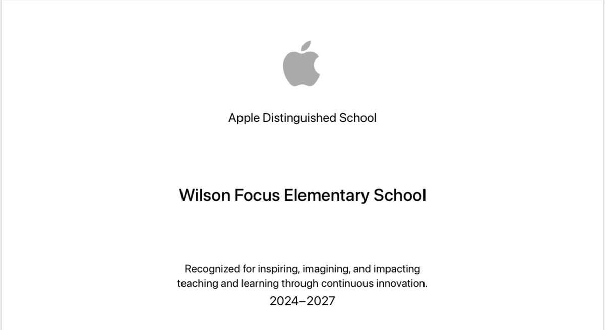 BrianaMcLeodLa1's tweet photo. Wilson Focus has achieved the prestigious status of Apple Distinguished School! Proud of the hard work & innovation that led to this incredible milestone & recognition! #AppleDistinguished #OPSPROUD #WilsonFocus https://t.co/hDZoMlNEAx