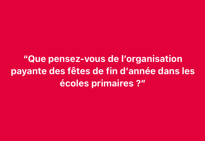 Bonsoir chers amis,

Voici notre question du jour de ce jeudi 19 décembre 2024 :

“Que pensez-vous de l’organisation payante des fêtes de fin d’année dans les écoles primaires ?”

Nous attendons vos avis en commentaires dès maintenant.

A demain ! #wasexo
