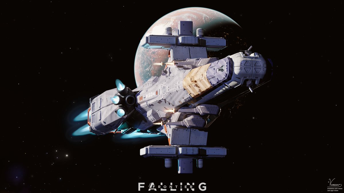 Z7000k's tweet image. Martian frigate executing a fire-and-maneuver pattern during ASTUTE CONVENT 11.

#b3d #conceptart #fallingfrontier