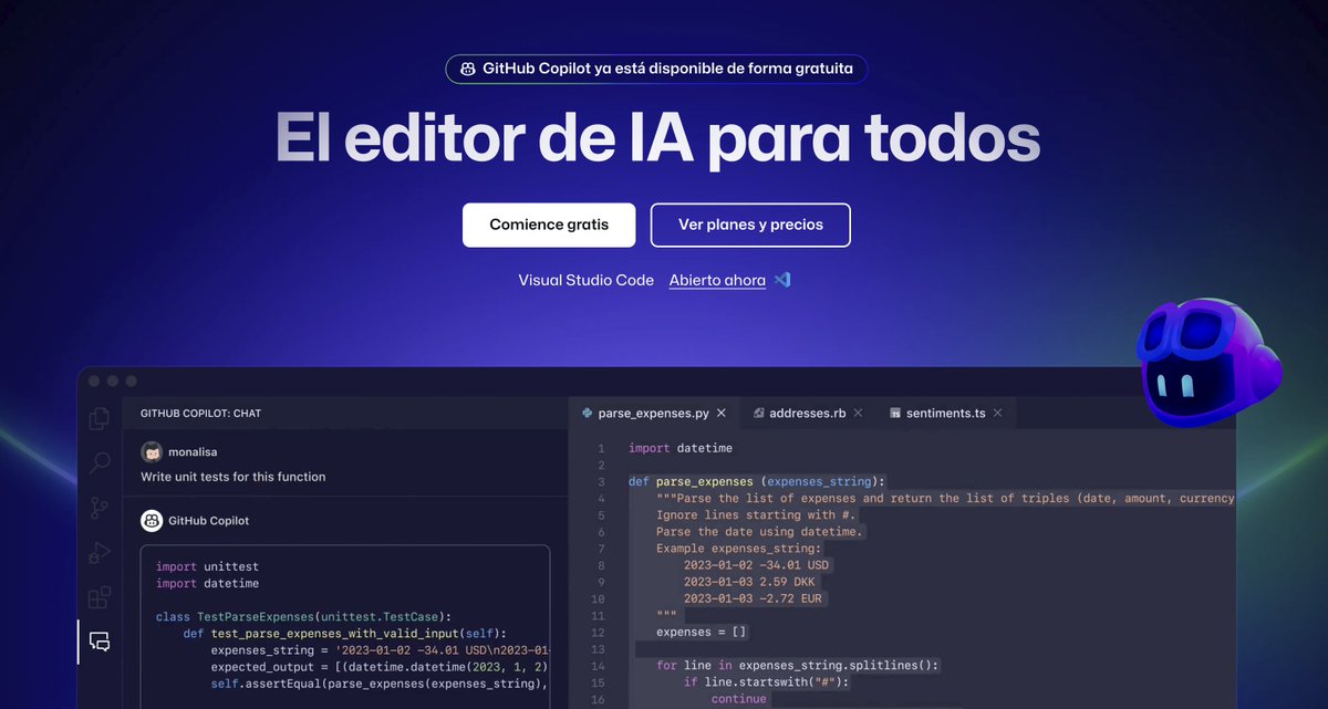 GITHUB COPILOT tiene ahora PLAN GRATUITO.
Lo acaba de anunciar Microsoft y ya está disponible: