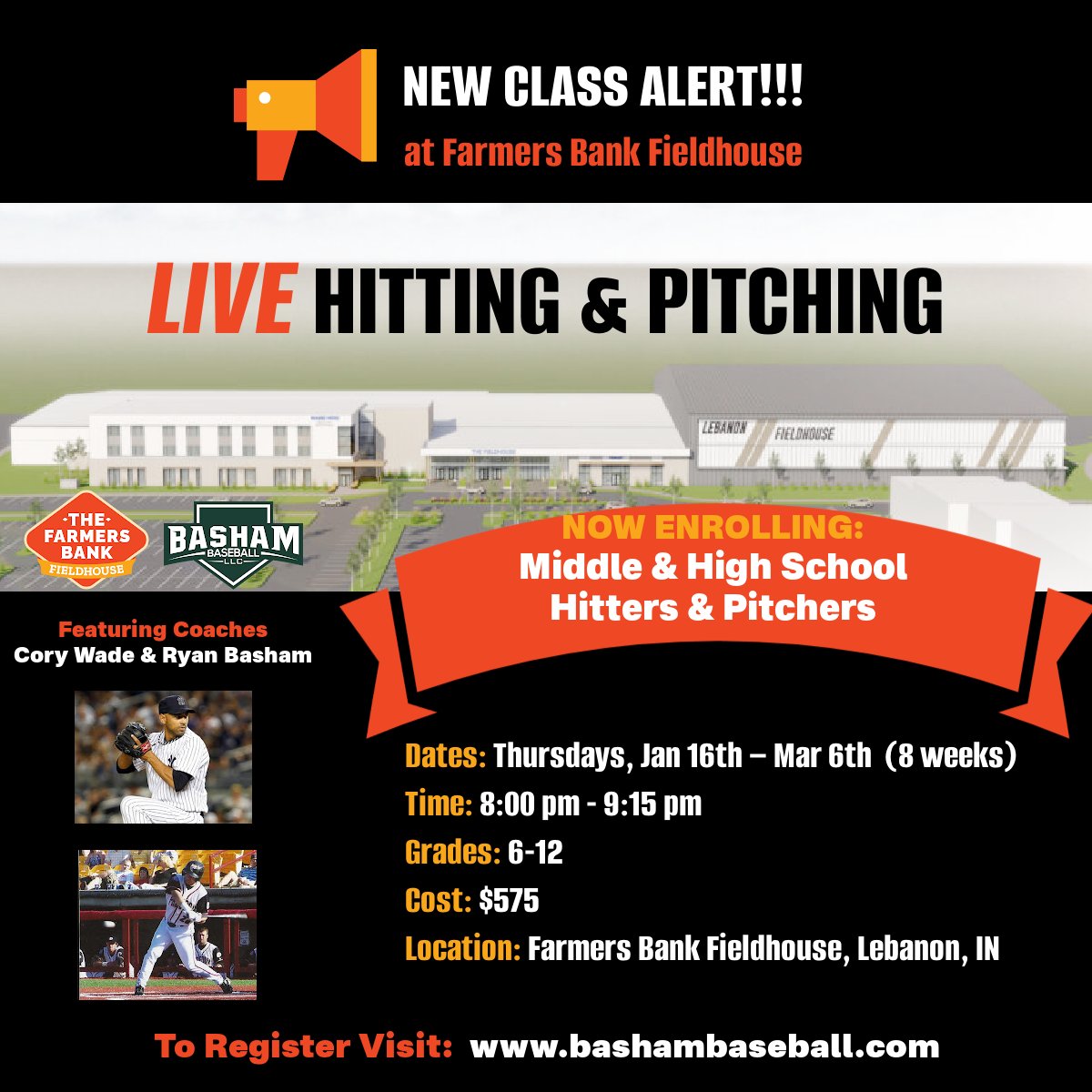 💥Attention: Middle &amp; High School PITCHERS and HITTERS... Nothing can prep you for the spring like LIVE AB's!! Starts Jan 16th. Spots are limited! Reserve yours today at bashambaseball.com/schedule-now
#baseballtraining #pitching #hitting #liveatbats #farmersbankfieldhouse