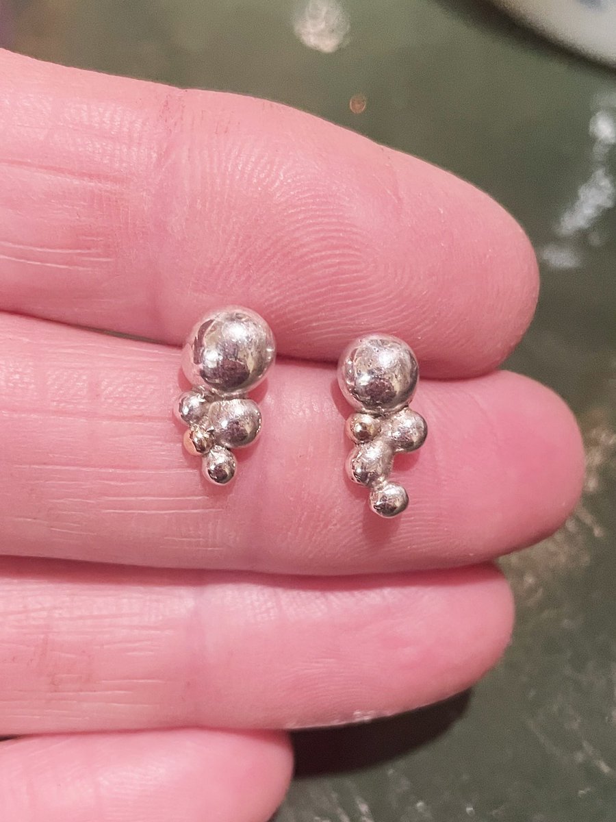 Late night make. A pair of silver and gold granulated earrings #handmade #handmadegift #earrings #uk