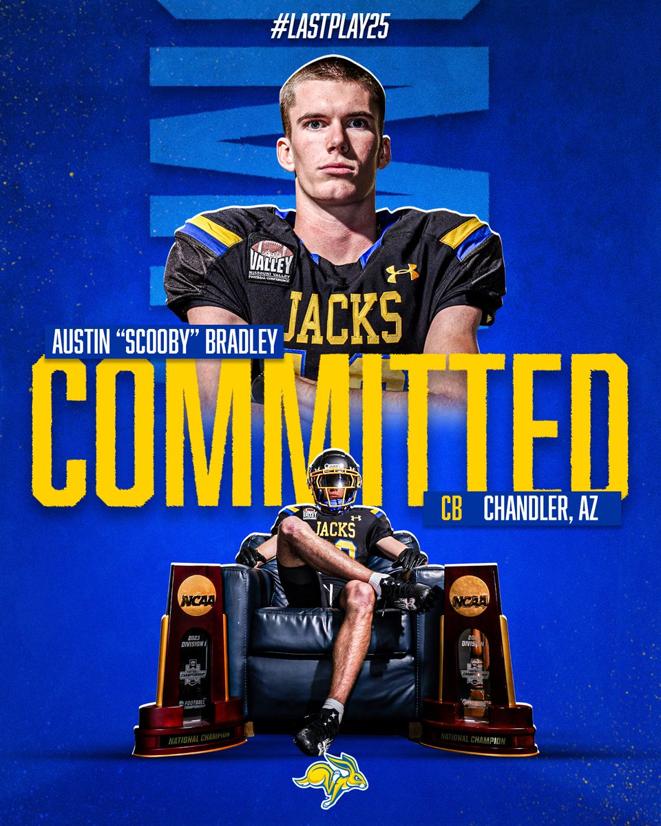 ScoobyBradley11's tweet photo. I’m very exited to announce that I will be committing to play football at South Dakota State University #AGTG #gojacks
@Coach_MBanks24 @GarretsonRick @IamCoachDRich @MG_Underwood https://t.co/rgXh8RU0xp