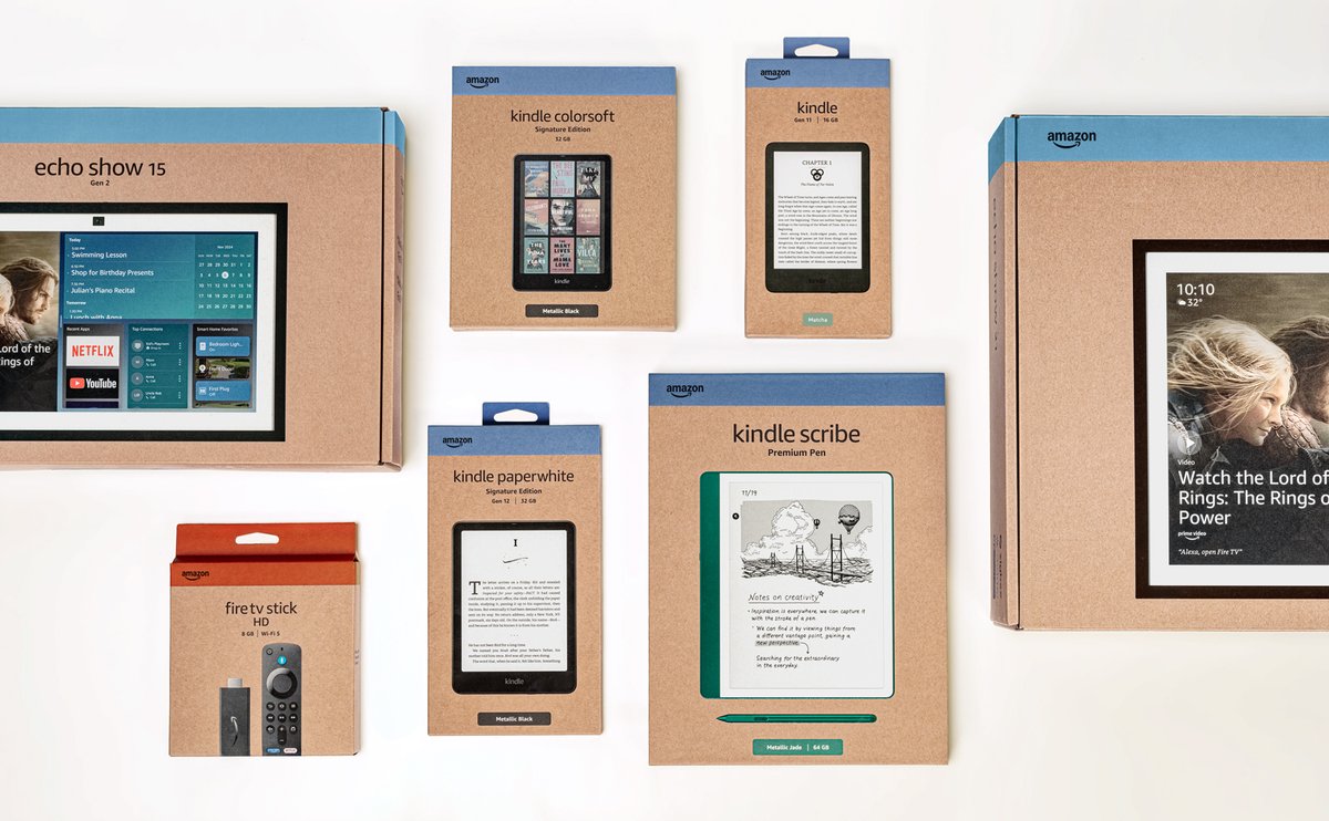 panos_panay's tweet photo. Our team rolled out new sustainable packaging for Echo, Kindle, and Fire TV! We've upped recycled fiber by 30% and cut ink use 60%. Plus, we've improved accessibility with a new tactile QR code on select Quick Start Guides, giving visually impaired customers easy access to digital instructions. Sometimes the smallest details can make a big difference! https://t.co/ScR618iTs3