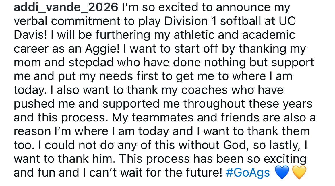 Addi_Vande_2026's tweet image. Commited to @ucdavissoftball ! #GoAgs