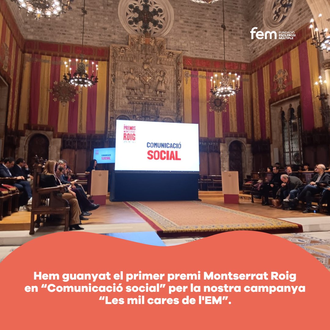 FundacioEM's tweet photo. 🏆 Hem guanyat el primer premio Montserrat Roig en “Comunicació social”!

@barcelona_cat ha premiat la nostra campanya de sensibilització “Les mil cares de l'#EM” i ha valorat el seu impacto per arribar a la transformació social.

Moltes gràcies! 🧡⭐

https://t.co/rOY75N7LA0 https://t.co/FGsHyuolEW