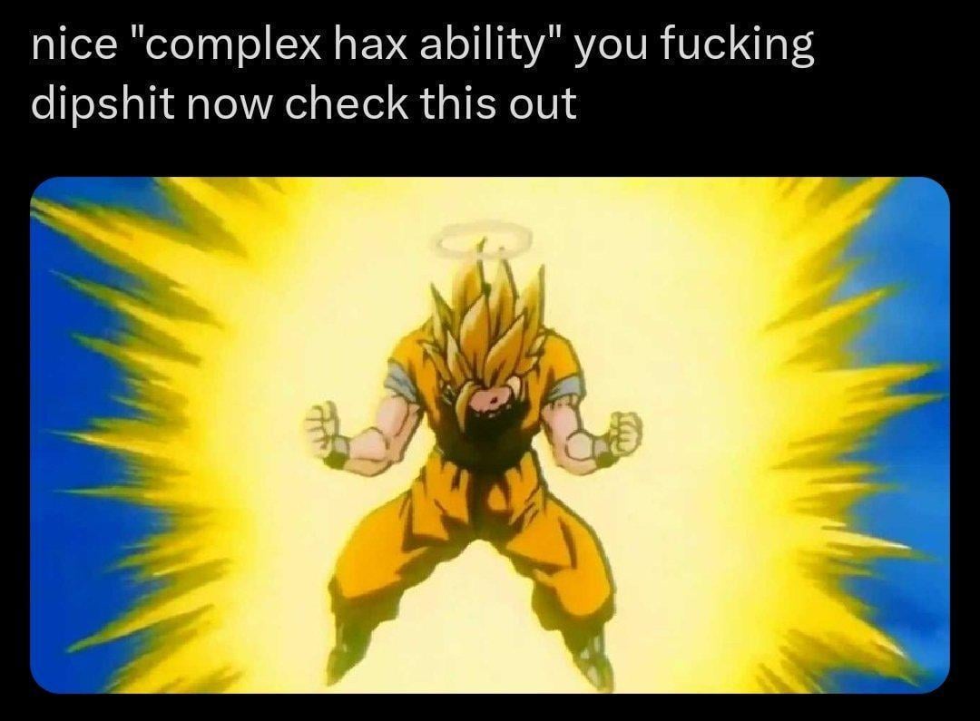 RichardDarem's tweet photo. @brositah @MAN_KAY7 @King_Sukunaaa @Bloodofolympusv Vegeta refused taking damage from annihilation energy lmao, Tournament of Power has manifested many odd instances of "fuck you that's how".
It's quite literally this meme https://t.co/wm66pnbDIz
