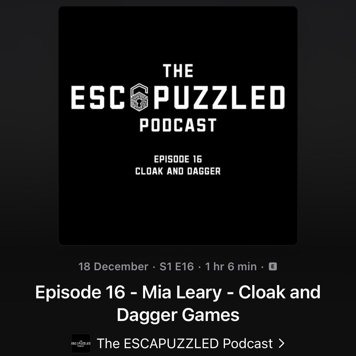 Our latest episode is LIVE - we’re joined by Mia Leary the mind behind @cloakanddaggergamesltd 

Tune to hear us discuss online escape game development, dungeons and dragons and so much more…

open.spotify.com/episode/3Ui4lm…