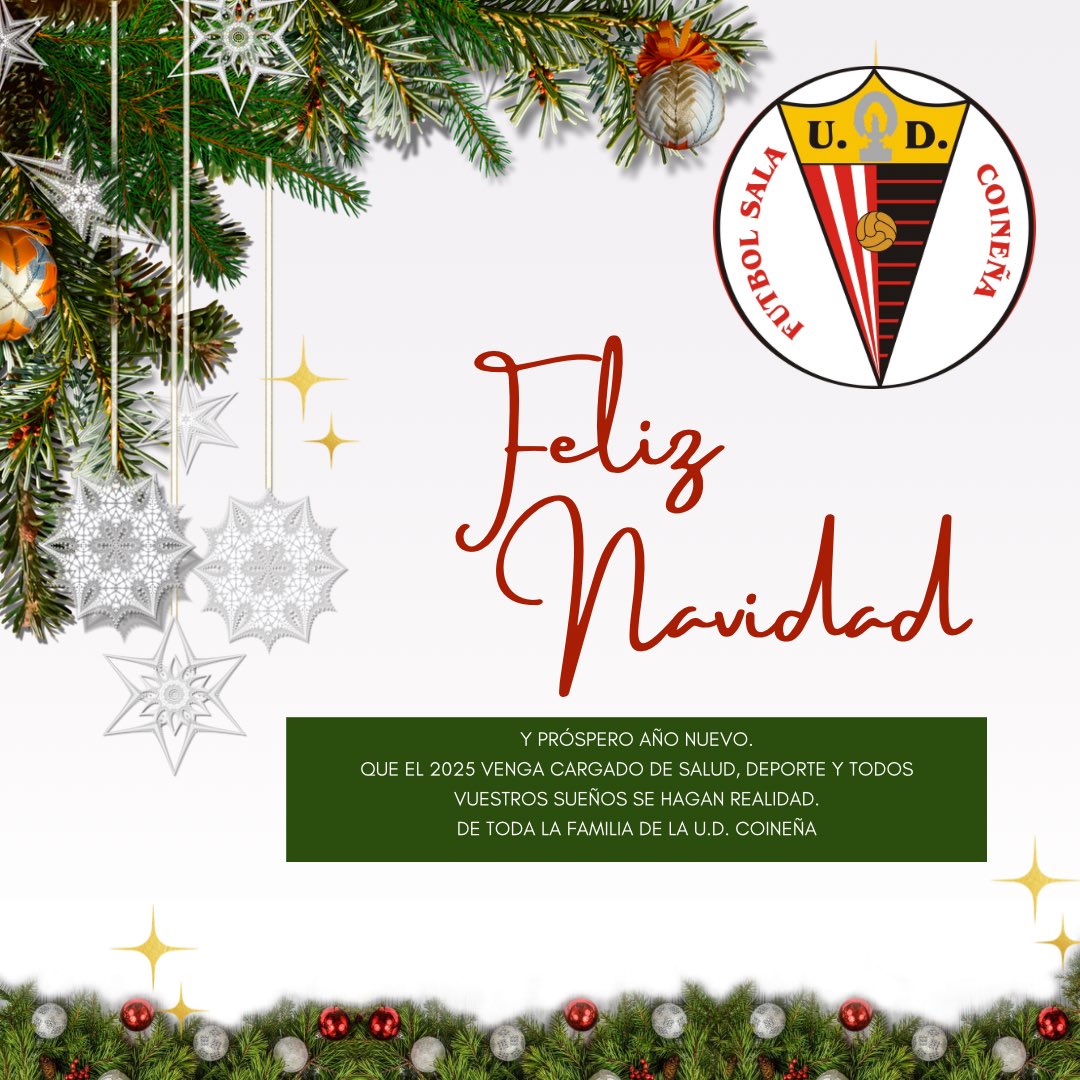 La Familia de la U.D. Coineña os desea Feliz Navidad y próspero año 2025. Que venga cargado de salud, deporte y felicidad.

🎄🎅🏼✨