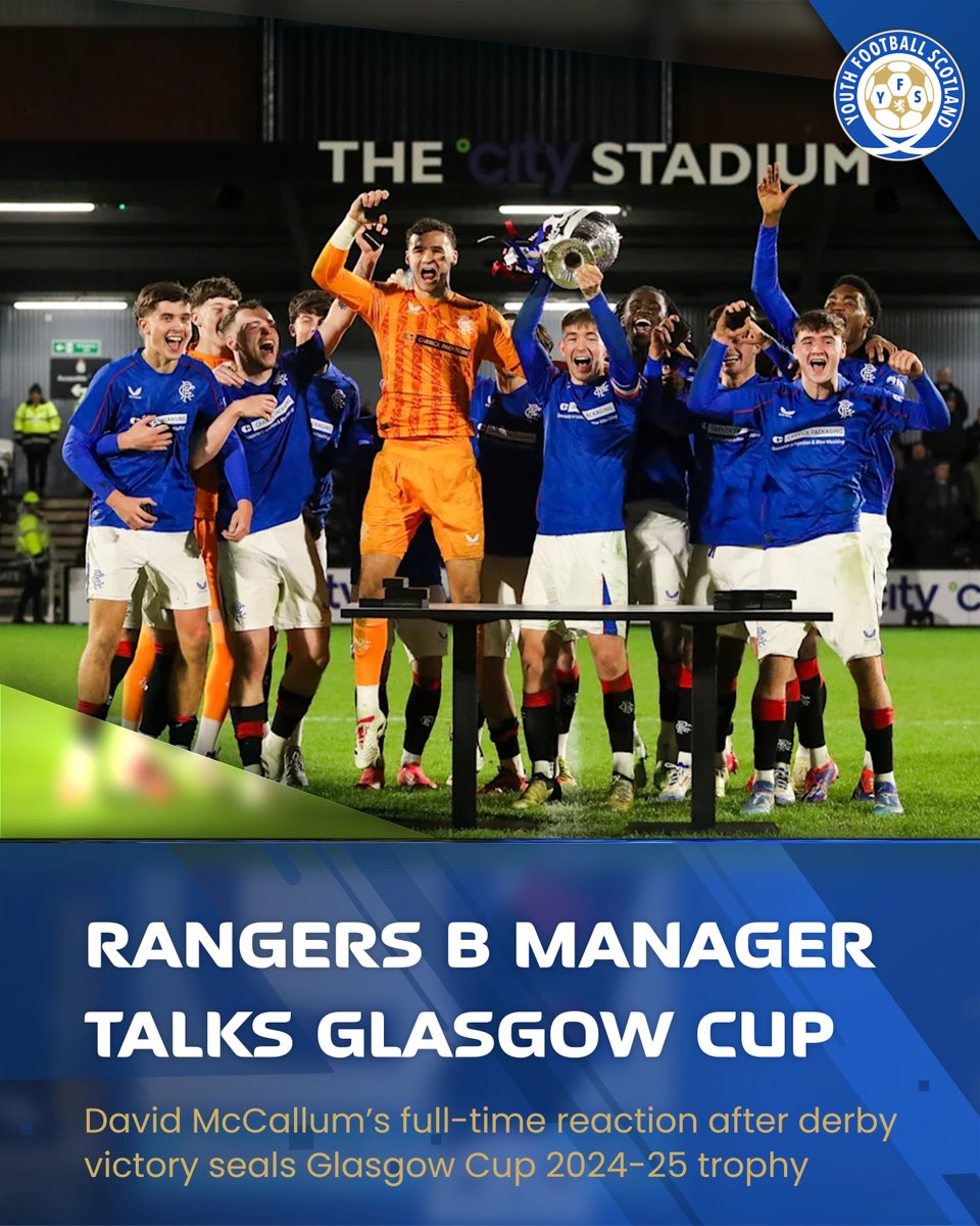yfst's tweet photo. 𝗙𝗘𝗔𝗧𝗨𝗥𝗘𝗗 𝗠𝗔𝗧𝗖𝗛 🎙️📝  

@RFC_Youth manager David McCallum was full of praise after his side sealed the City of Glasgow Cup with an enthralling win against Celtic B.

@jackrogers0n reports ▶️ https://t.co/9ykjcQ1WUy https://t.co/9eWkHUyLI5